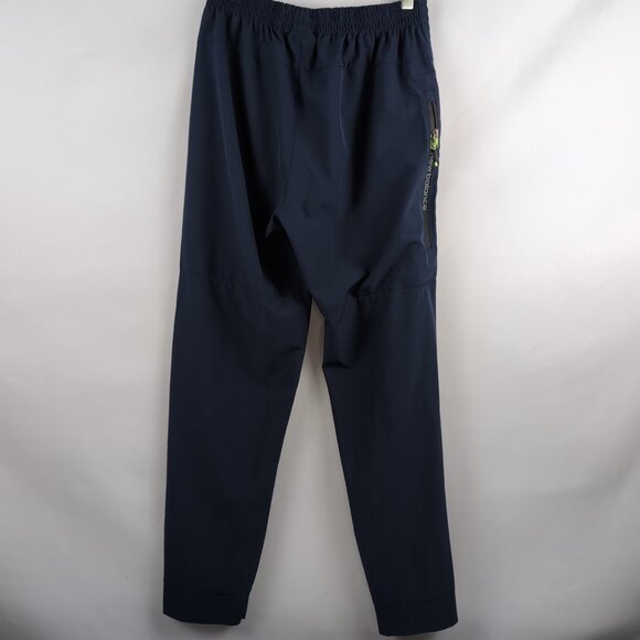 New Balance Men's Blue/Navy Track Pants Elastic Waist Zipper Pockets Taped Seams - Picture 2 of 9